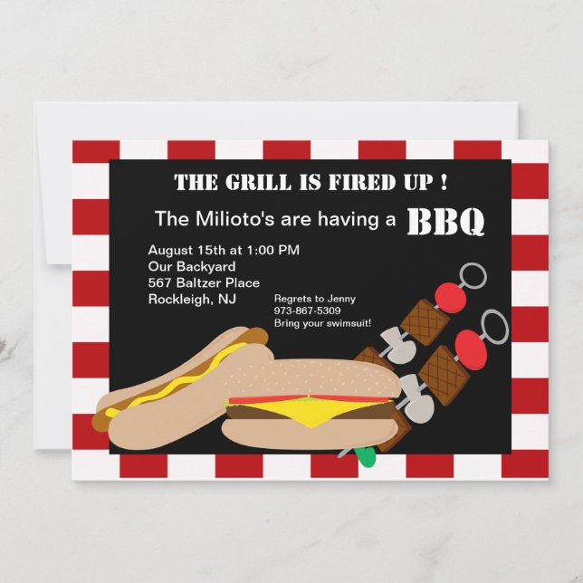 Hamburgare & Hotdog med Kabobsgrillfestinbjudan Inbjudningar (Framsida)