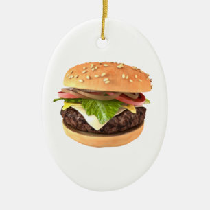 Hamburgare Julgransprydnad Keramik