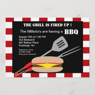 Hamburgare med Utensilsgrillfestinbjudan Inbjudningar