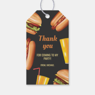Hamburgare Och Hot Dog Grillmat Tack Fest Presentetikett
