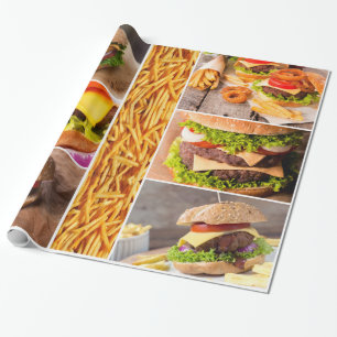 Hamburgare och småfisksnabbmatCollage Presentpapper