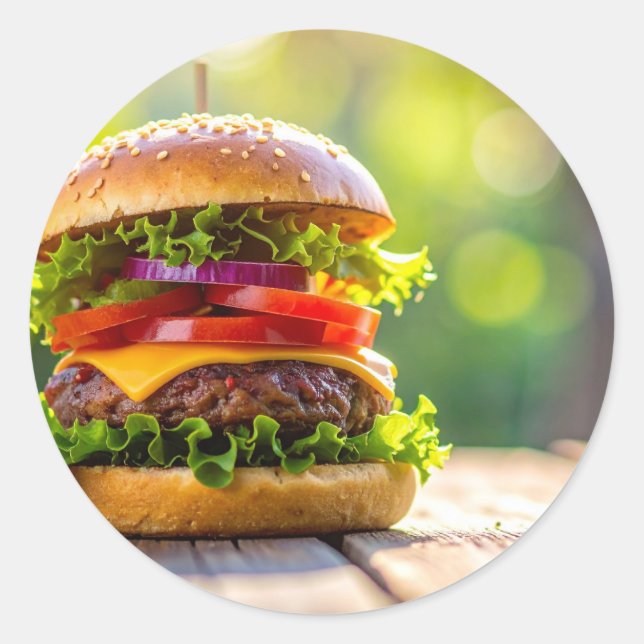 hamburgare runt klistermärke (Framsida)