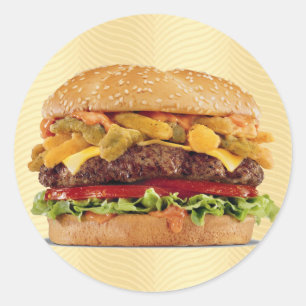 Hamburgare Runt Klistermärke