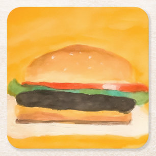 Hamburgare Underlägg Papper Kvadrat