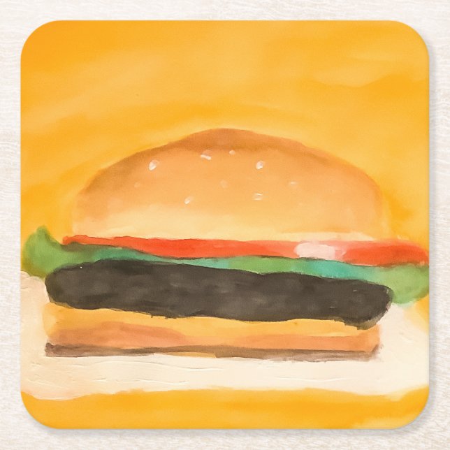 Hamburgare Underlägg Papper Kvadrat (Framsidan)