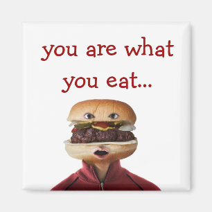 Hamburgarehuvudman över vit magnet