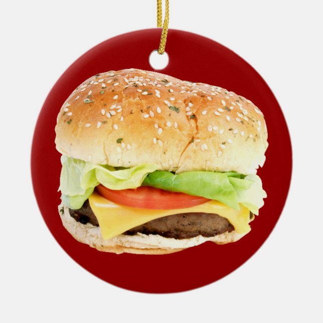 Hamburgareprydnad Julgransprydnad Keramik (Framsidan)