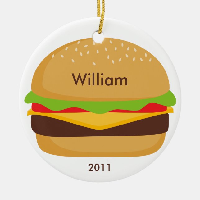 Hamburgareprydnad Julgransprydnad Keramik (Framsidan)