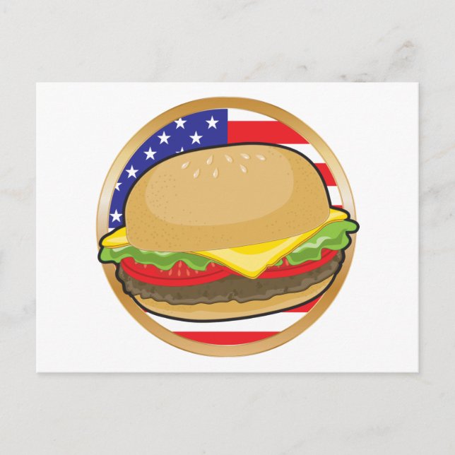 Hamburger American Flagga Vykort (Framsida)