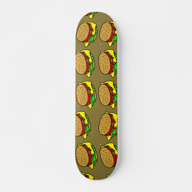 Hamburger Bakgrund Old School Skateboard Bräda 18 Cm (Framsida)