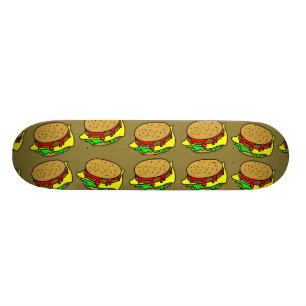 Hamburger Bakgrund Old School Skateboard Bräda 18 Cm