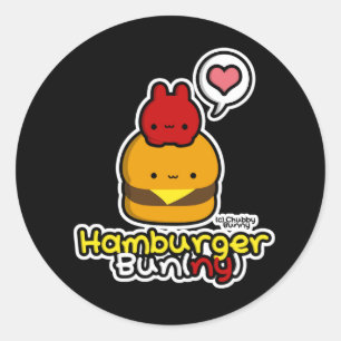 Hamburger Bun(ny) Stickers (svart) Runt Klistermärke