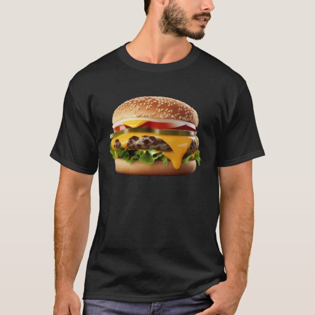 Hamburger Burger Food Day Buns Cheeseburger Grilli T Shirt (Framsida)