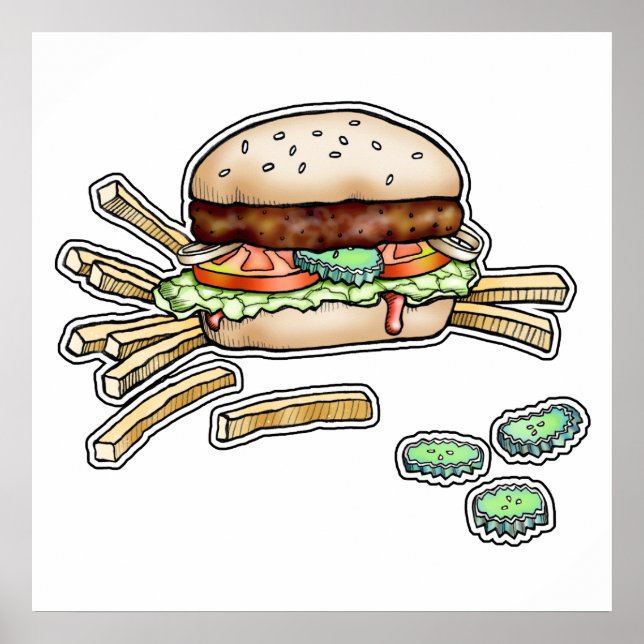 HAMBURGER (BURGER) & FRIES POSTER (Framsidan)