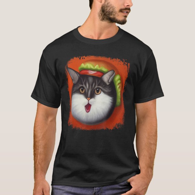 Hamburger Cat Catburger Burger Purr Meow Cat 10 T Shirt (Framsida)