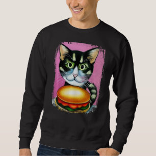 Hamburger Cat Catburger Burger Purr Meow Cat 1 Lång Ärmad Tröja