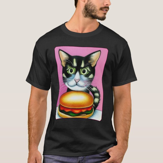Hamburger Cat Catburger Burger Purr Meow Cat 3 T Shirt (Framsida)