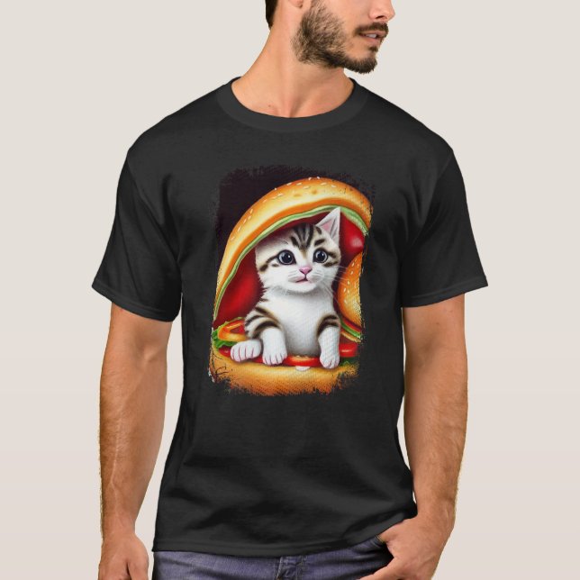 Hamburger Cat Catburger Burger Purr Meow Cat 3 T Shirt (Framsida)