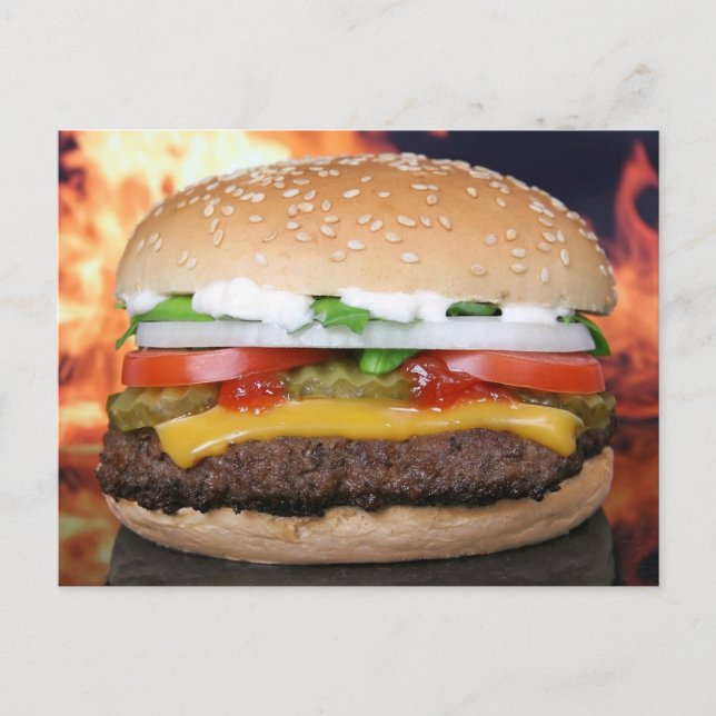 HAMBURGER CHEESEBURGER FUNNY POSTCARDS VYKORT (Framsida)