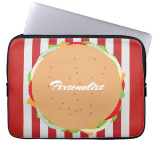 Hamburger cheeseburger gullcafe, rödvit laptop fodral