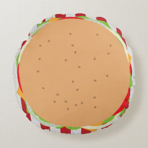 Hamburger cheeseburger gullcafe rund kudde