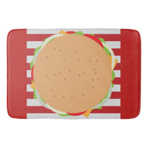 Hamburger cheeseburger gullcafe stripe rec badrumsmatta