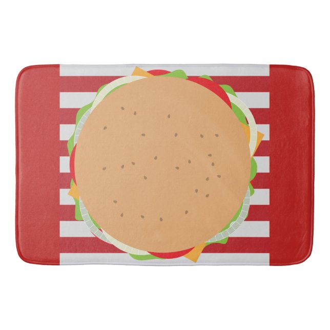 Hamburger cheeseburger gullcafe stripe rec badrumsmatta (Framsidan)