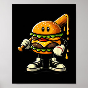 Hamburger Cheeseburger Spelar in Sell Sports Playe Poster