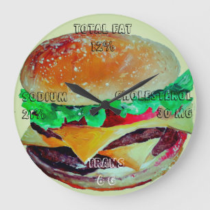 Hamburger Clock, Pop Art of Artlarissa Stor Klocka
