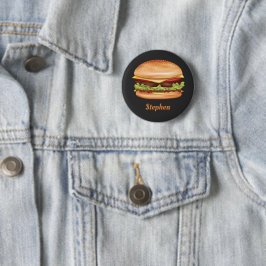 Hamburger Fast Food Illustration med eget namn Knapp