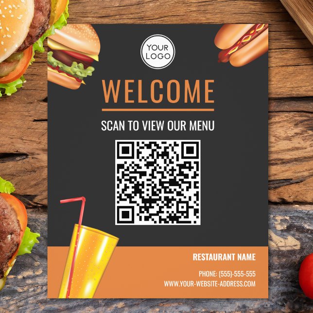 Hamburger Fast Food Restaurant Scan To View Menu Flygblad (Skapare uppladdad)
