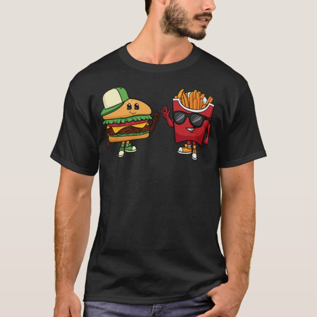 Hamburger & Fransk Fries Chef pastries bakade kock T Shirt (Framsida)