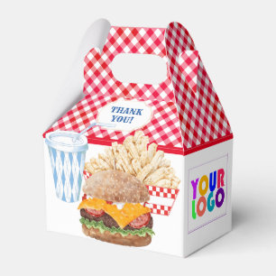 Hamburger Fries Fast Food BBQ Gingham Middag Presentaskar