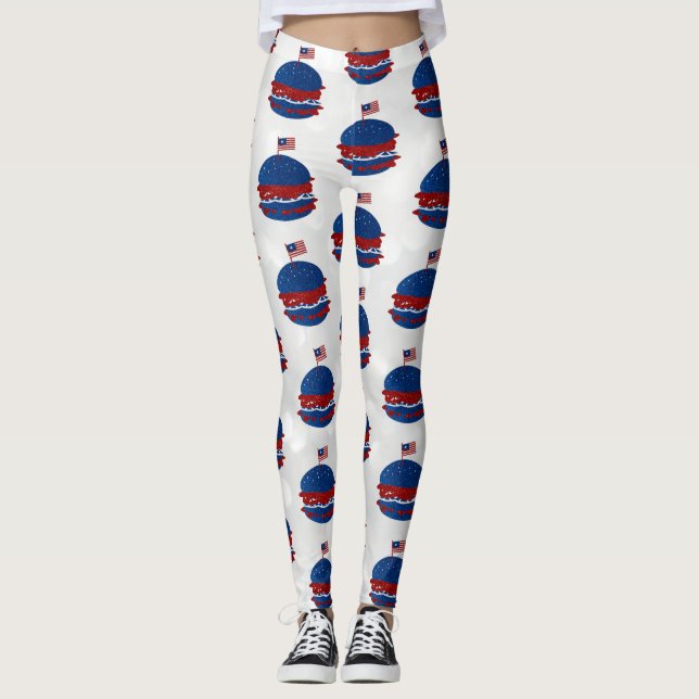 Hamburger Glitter 4 juli Leggings (Framsida)