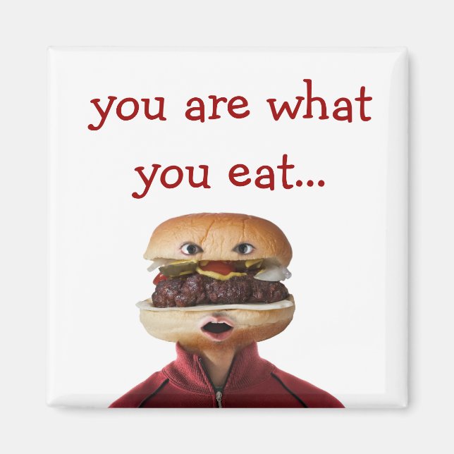 Hamburger Head Man över vitt Magnet (Framsidan)