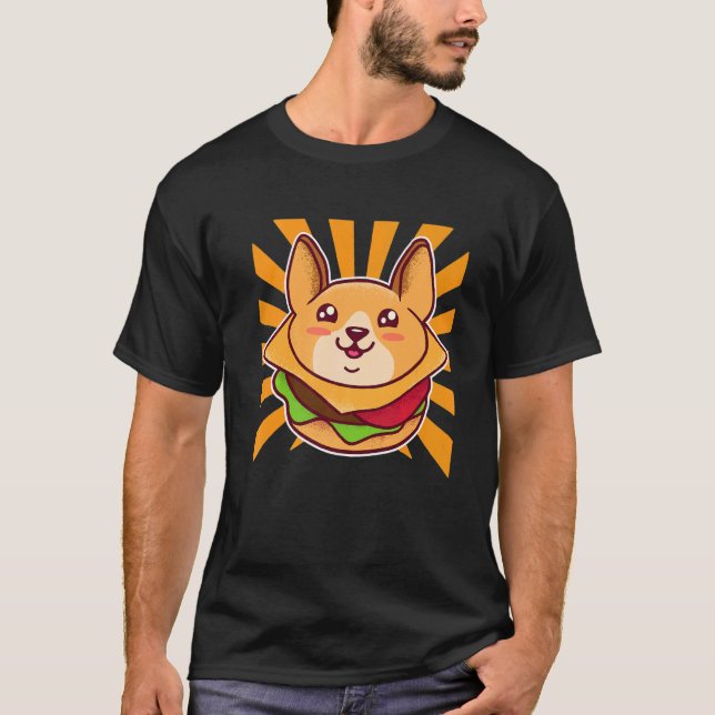 Hamburger Hundmat Corgi   T Shirt (Framsida)