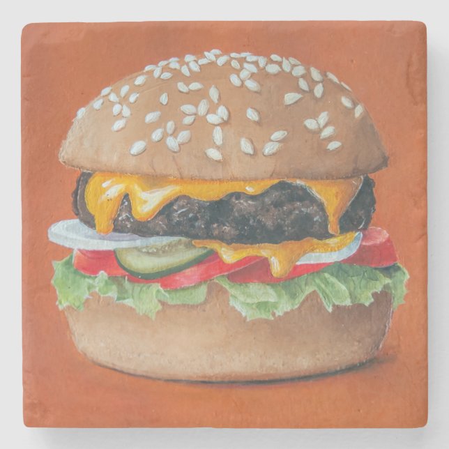 Hamburger Illustration stone underlägg Sten (Framsidan)