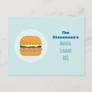 Hamburger Illustration Summer BBQ Party bjudan Inbjudan Vykort