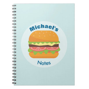 Hamburger Illustration with Tomato and Lettuce Anteckningsbok