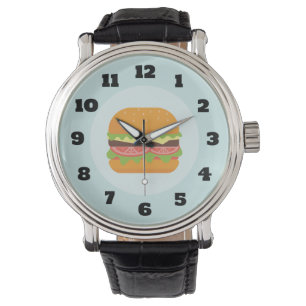 Hamburger Illustration with Tomato and Lettuce Armbandsur