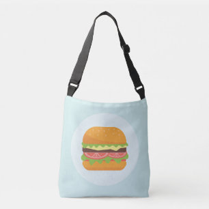 Hamburger Illustration with Tomato and Lettuce Axelväska