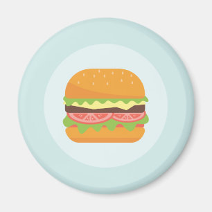 Hamburger Illustration with Tomato and Lettuce Magnet