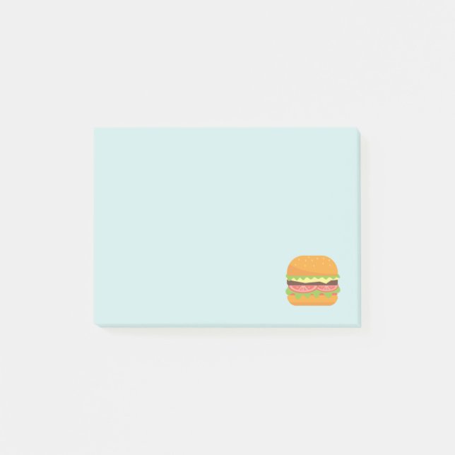 Hamburger Illustration with Tomato and Lettuce Post-it Block (Framsida)