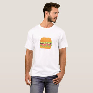 Hamburger Illustration with Tomato and Lettuce Tee Shirt