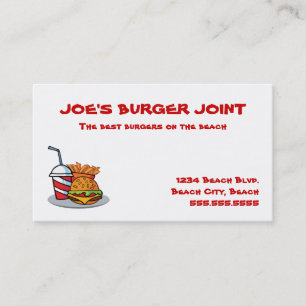 Hamburger Joint Affärskorts Visitkort
