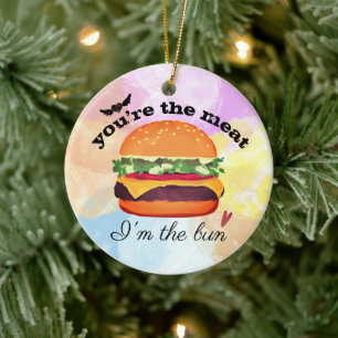 Hamburger kärlek rolig mat jul julgransprydnad keramik