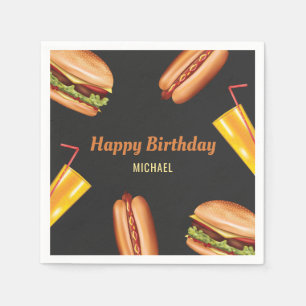 Hamburger Korv BBQ Grill Mat Födelsedag Pappersservett