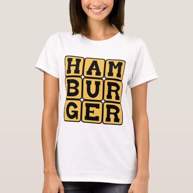 Hamburger, köttfärspatty tee shirt (Framsida)