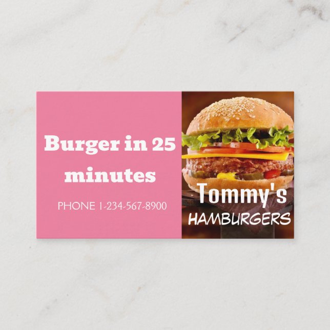 Hamburger Leverans Rabatt Erbjudande Affär Visitkort (Framsida)
