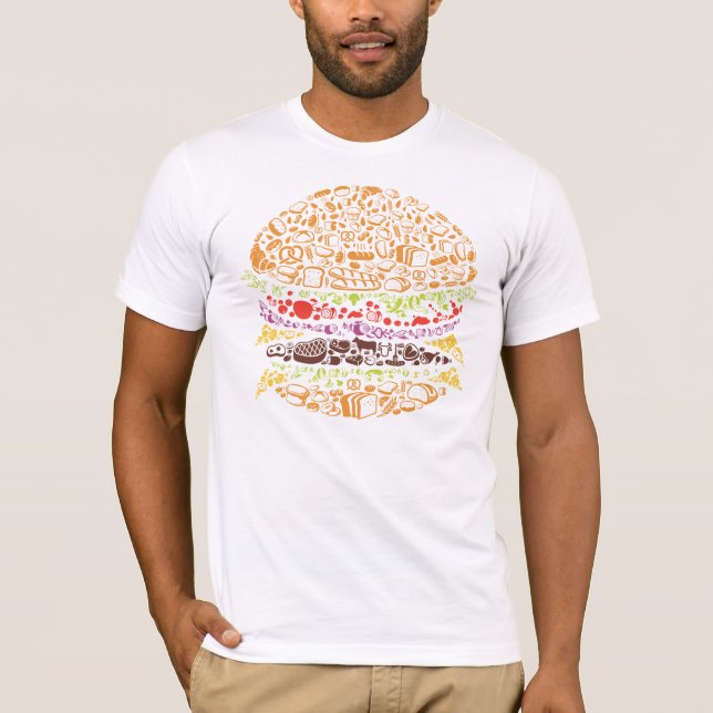 Hamburger, mat, bröd, snabbmat, grillad mat t shirt (Framsida)